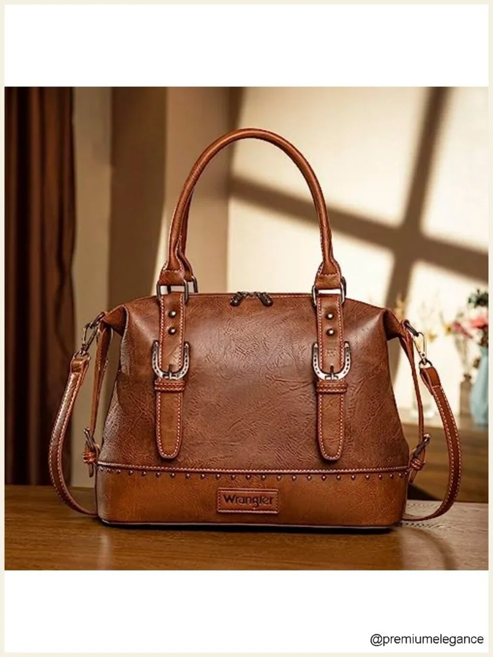 Western Barrel Satchel Handbag with Detachable Strap